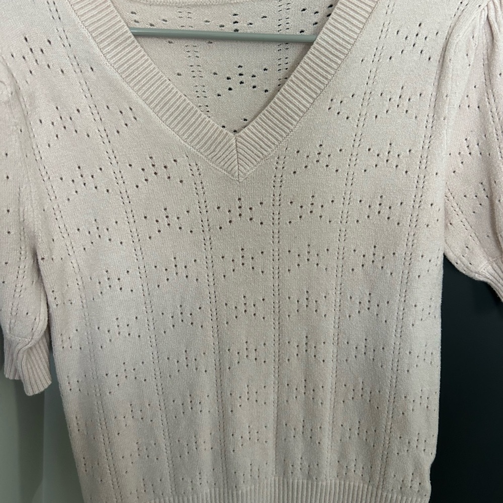 Elegant Pink V Neck Shirt - Picture 3 of 5